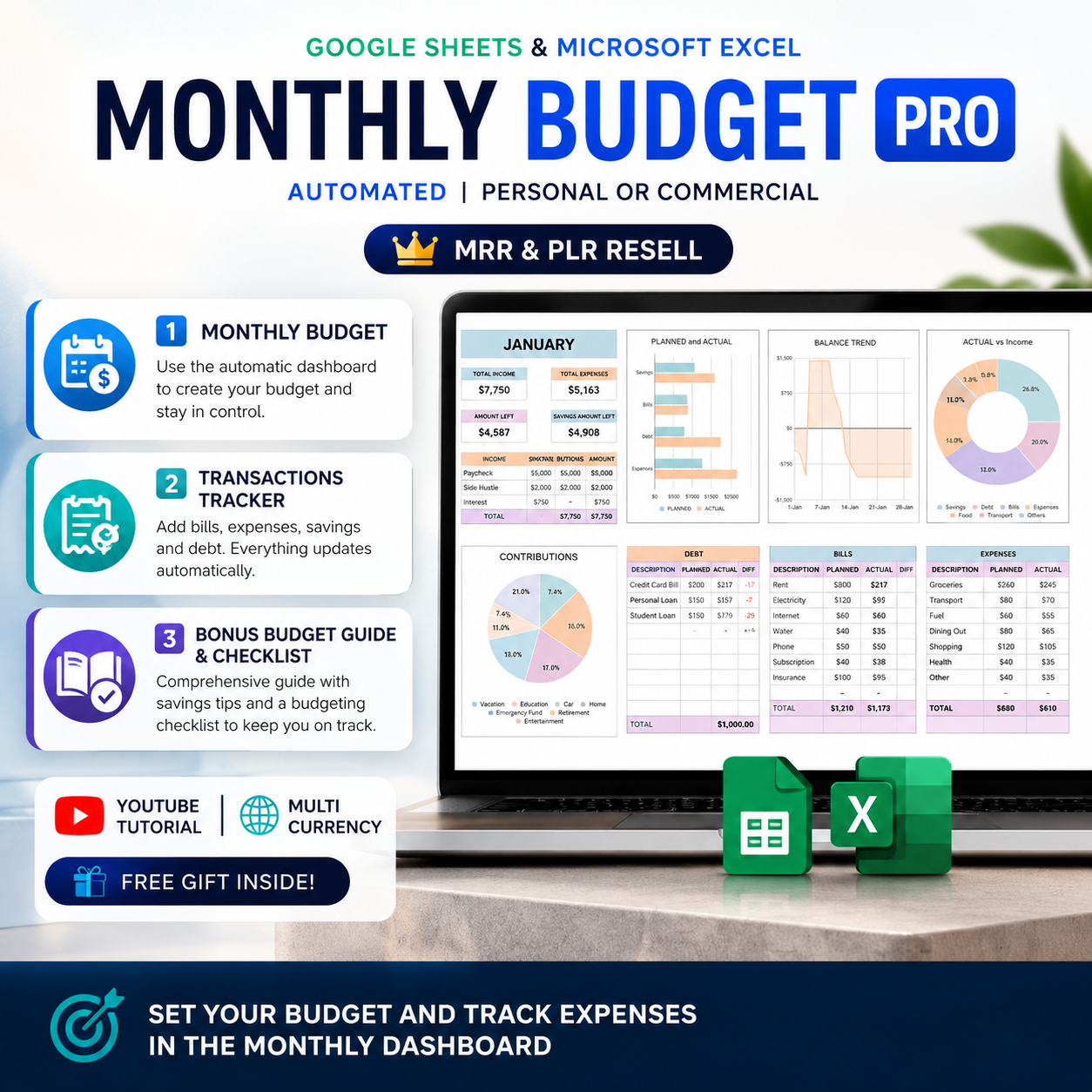 Budget Spreadsheet Bundle with PLR & MRR