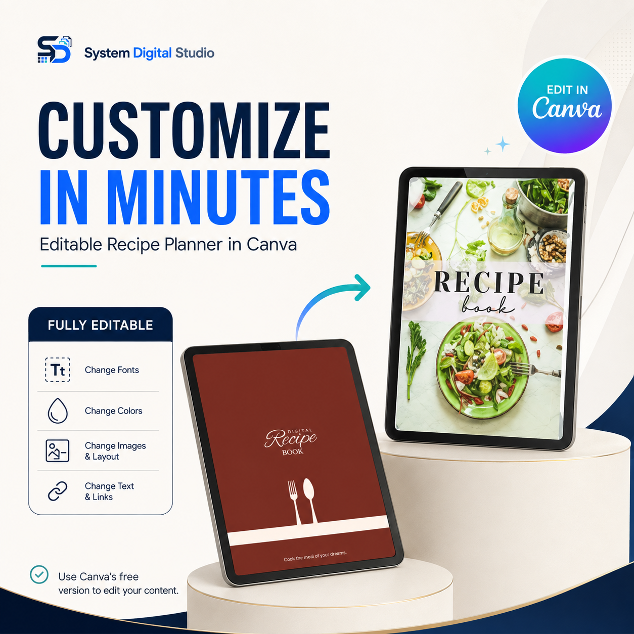 Recipe Digital Planner PLR MRR | 500-Page Canva Template