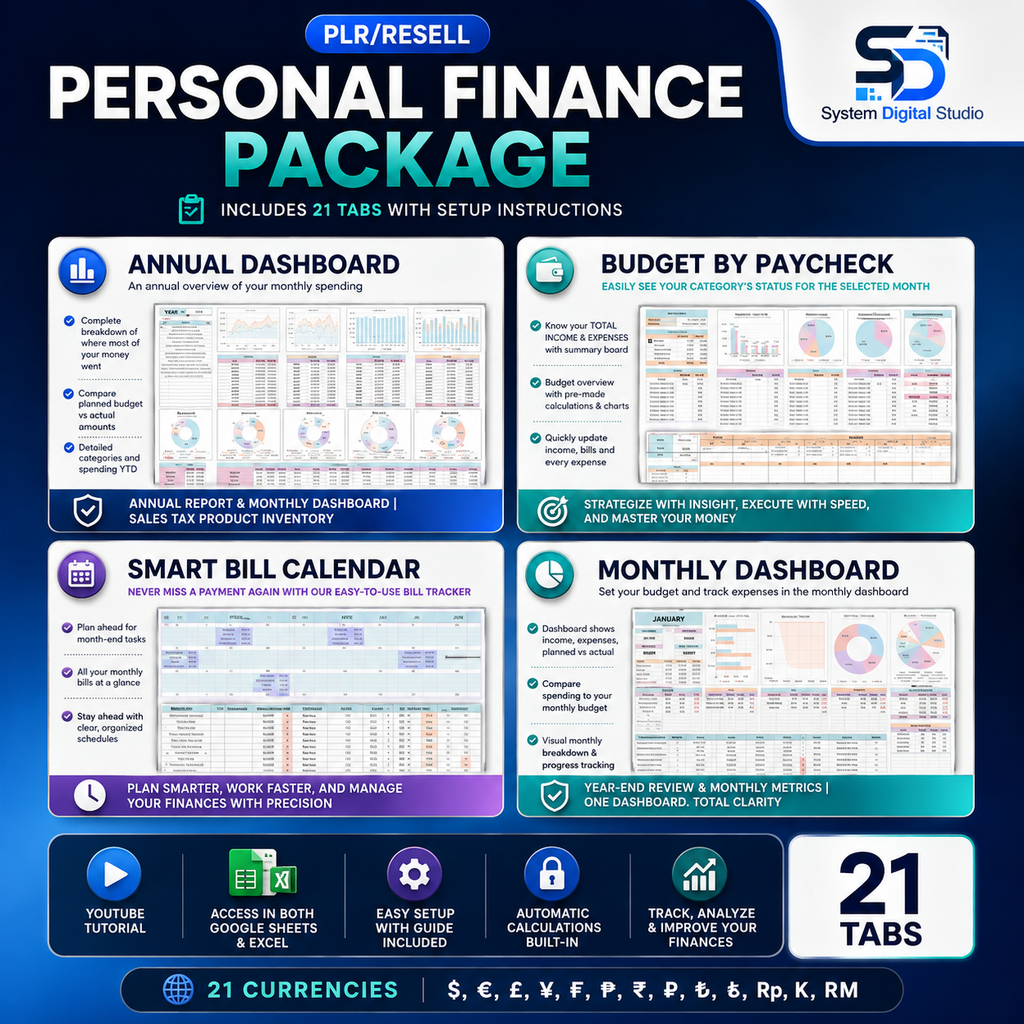 Smart Budget Spreadsheet Bundle with Master Resell Rights