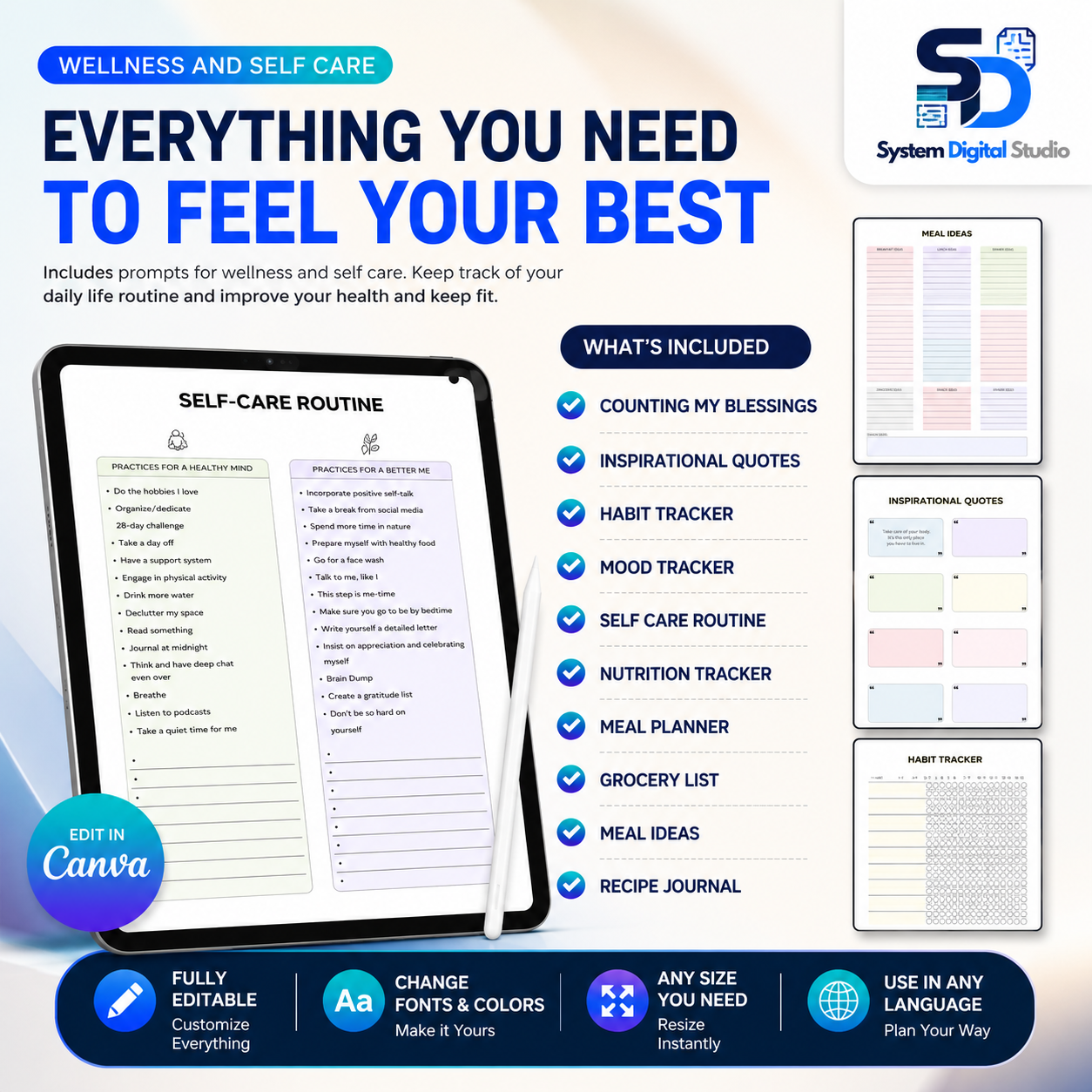 PLR Fitness Printable Planner | Editable Canva Planner