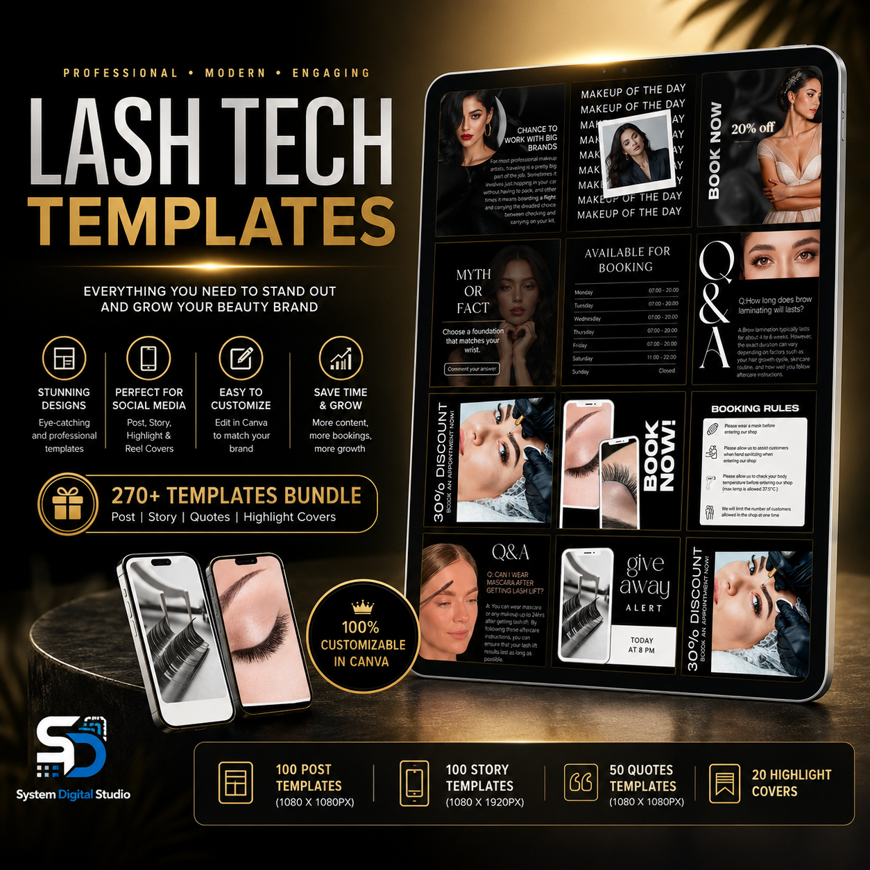 270 Lash Tech Templates | Lash Extension Instagram Templates