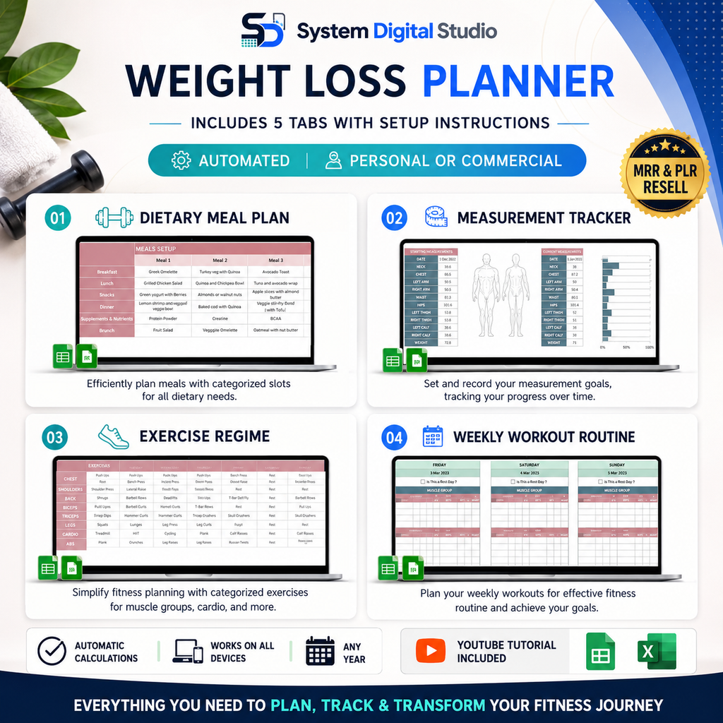 Productivity Spreadsheet Bundle with PLR & MRR