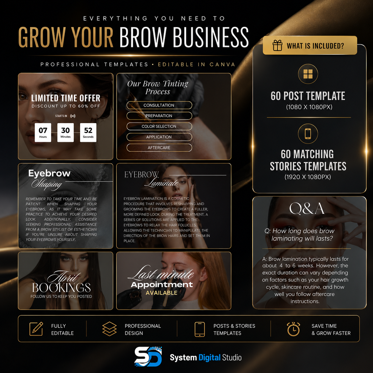Brow Tech Instagram Templates | Brow Artist Canva Templates