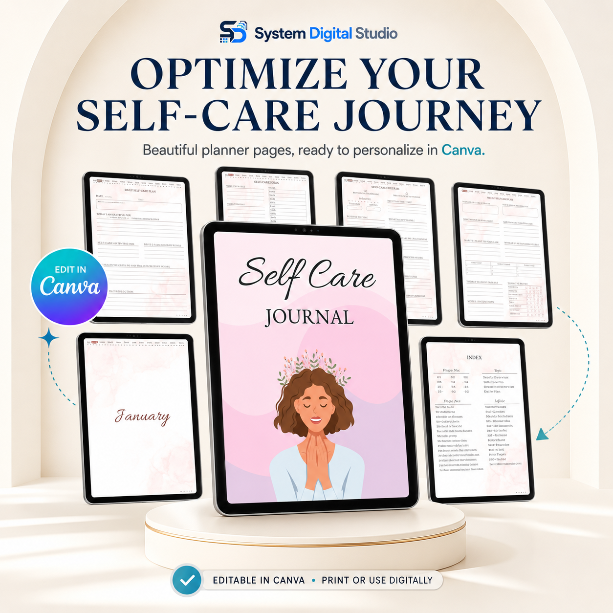 Self Care Planner PLR + MRR | Editable Canva Digital Planner