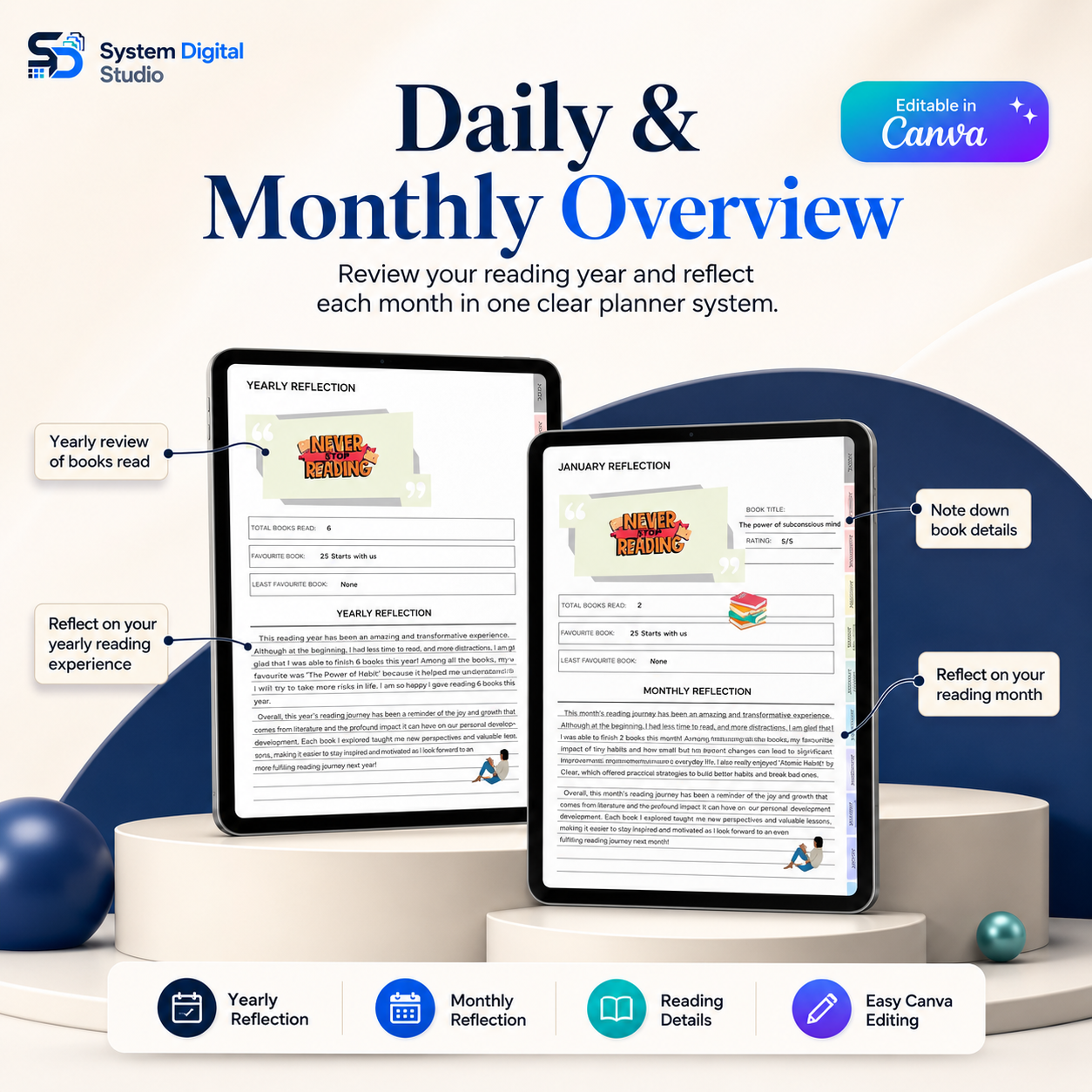 Reading Journal PLR Planner with Master Resell Rights