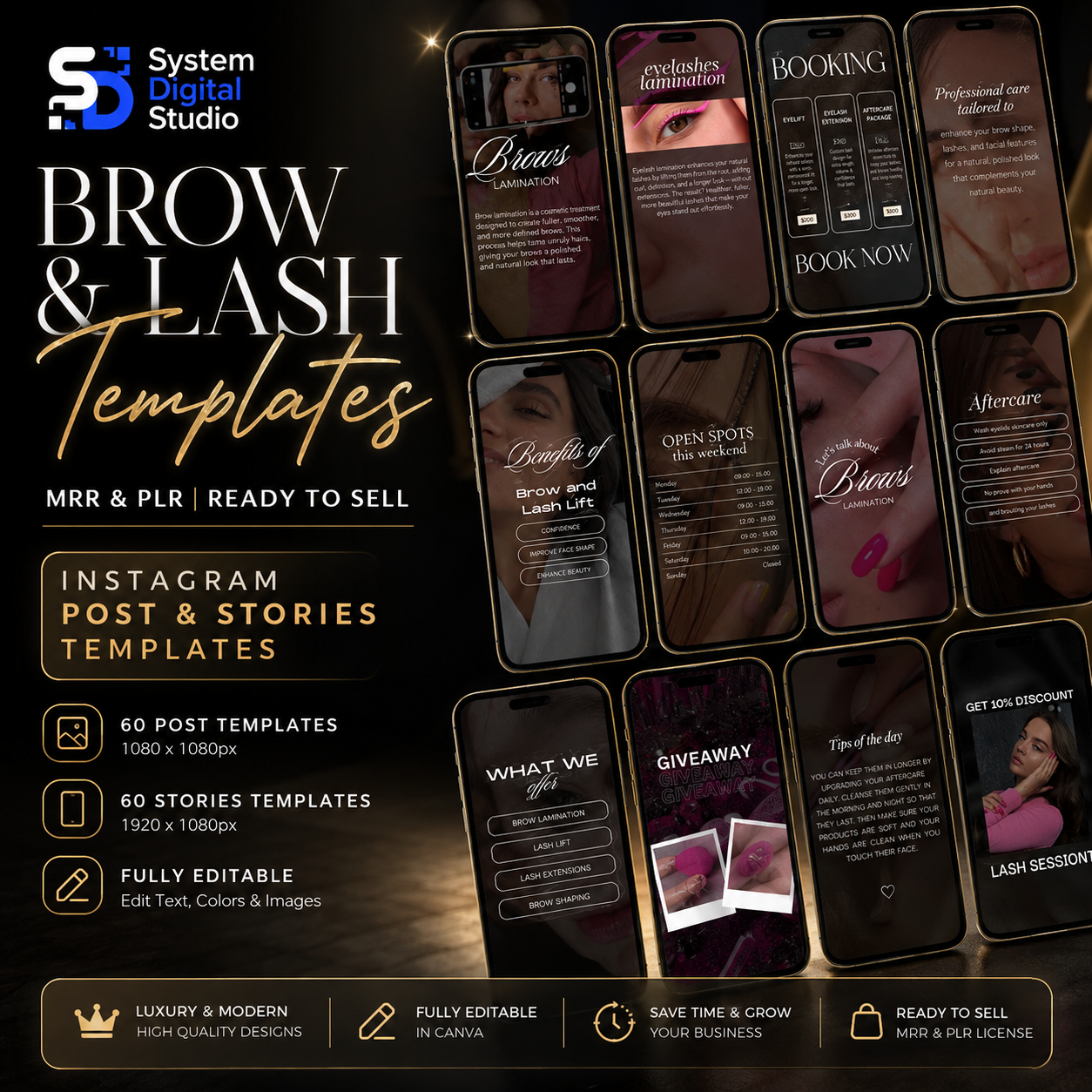 120 Lash Lift Instagram Templates | Lash Tech Social Media Posts