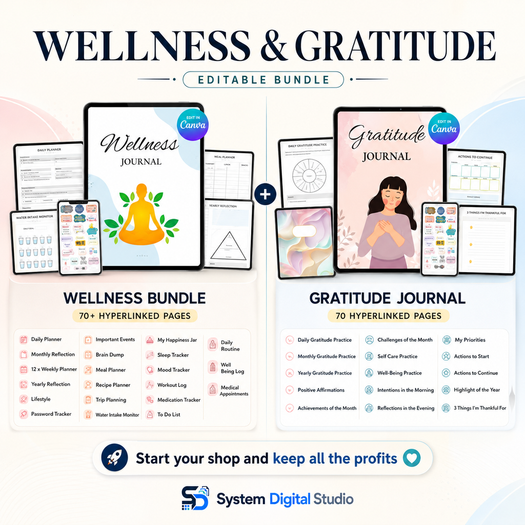 Hyperlinked Digital Planner Bundle with PLR Rights