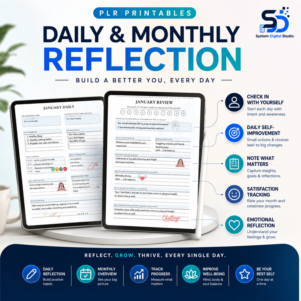 PLR Printable Wellness Journal | Editable Canva Planner