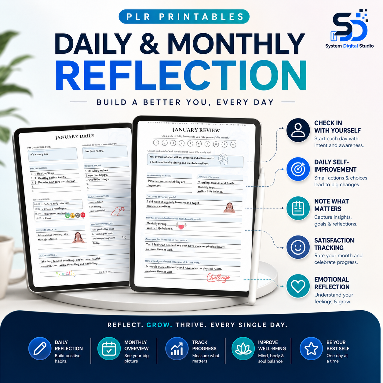 PLR Printable Wellness Journal | Editable Canva Planner