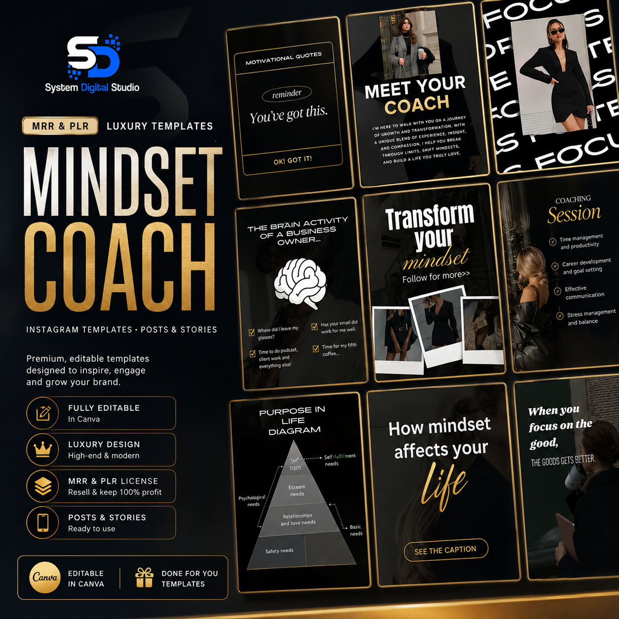 Mindset Coach Instagram Templates | Life Coach Canva Templates