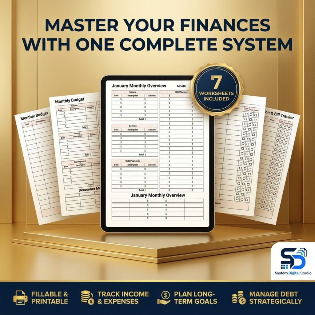 Budget Planner & Expense Tracker | Printable Finance Worksheet