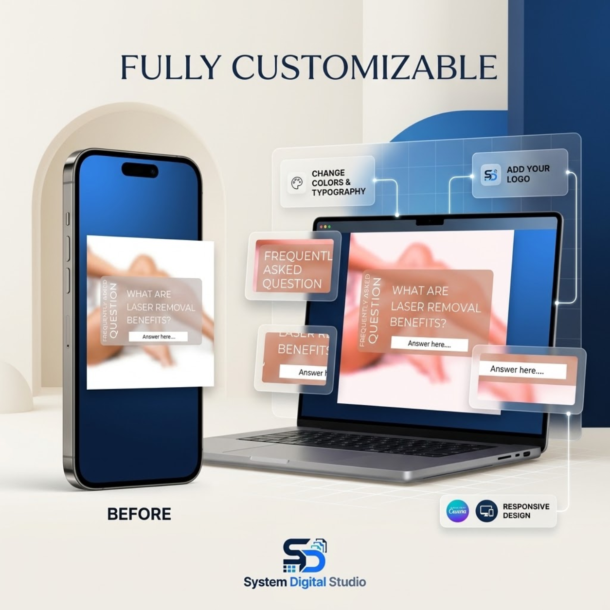120 Laser Hair Removal Templates | Esthetician Social Media Templates