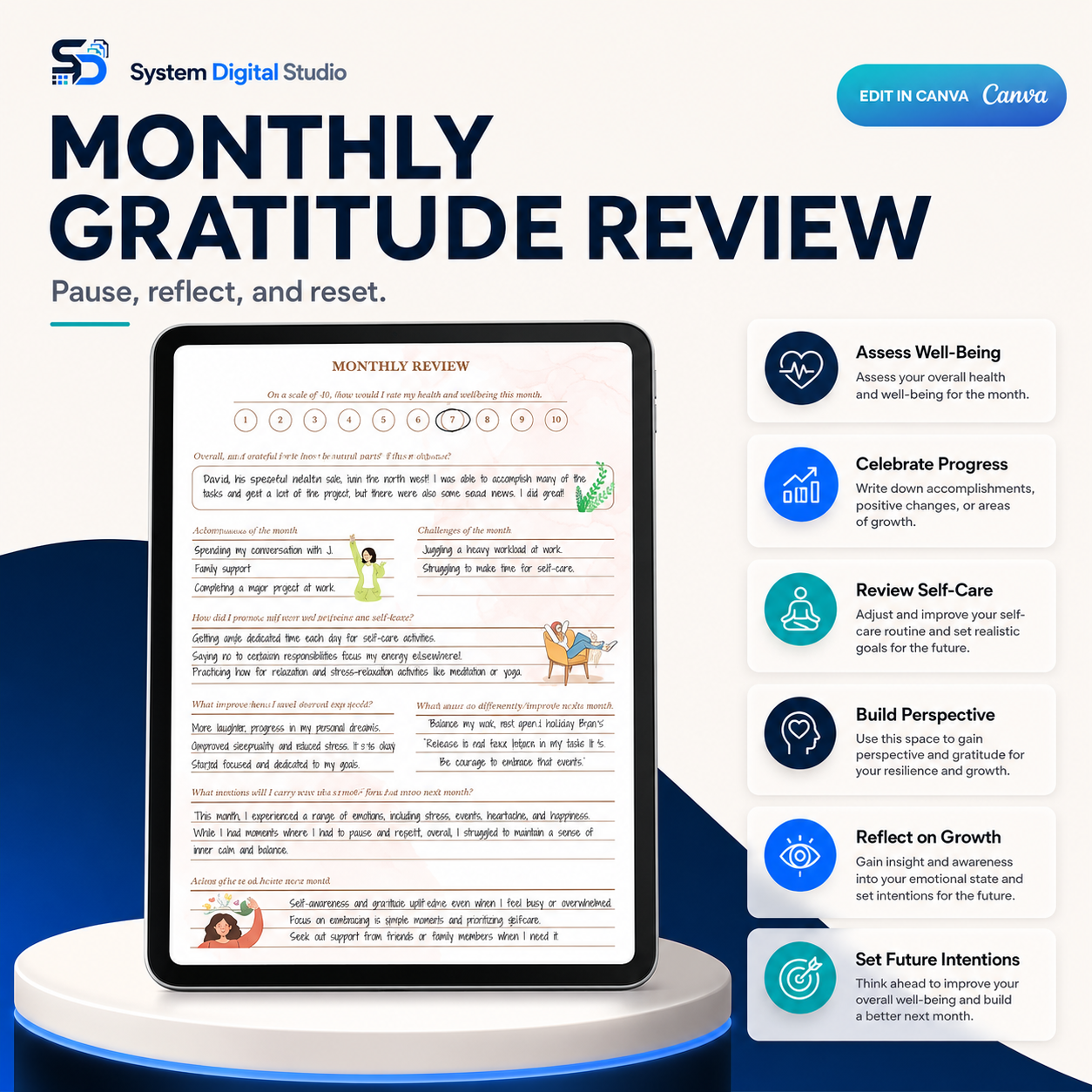 Gratitude Journal Digital Planner with PLR & MRR Rights