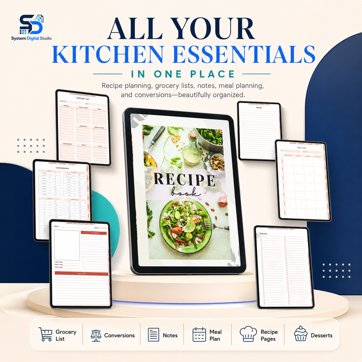 Recipe Digital Planner PLR MRR | 500-Page Canva Template