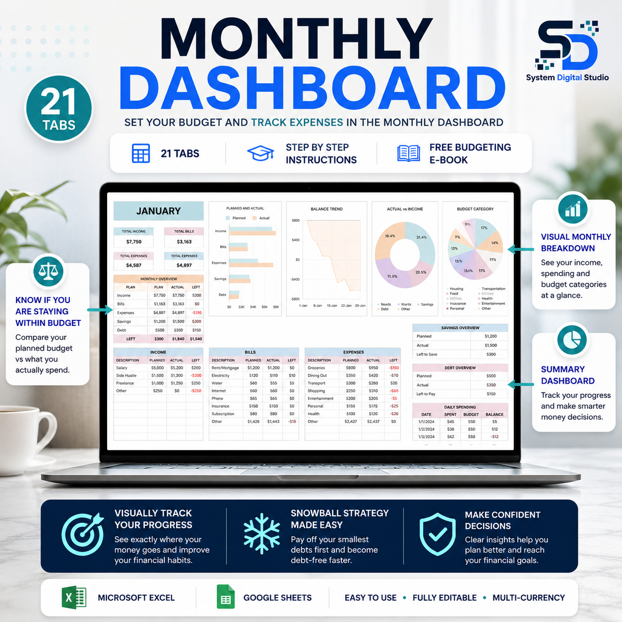 Personal Finance Budget Spreadsheet | Excel & Google Sheets