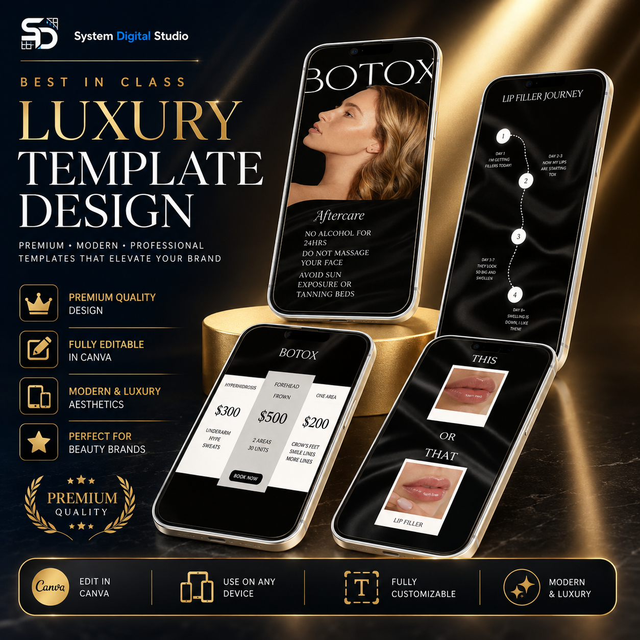 120 Premium Botox & Lip Filler Canva Templates | Instagram Posts & Stories