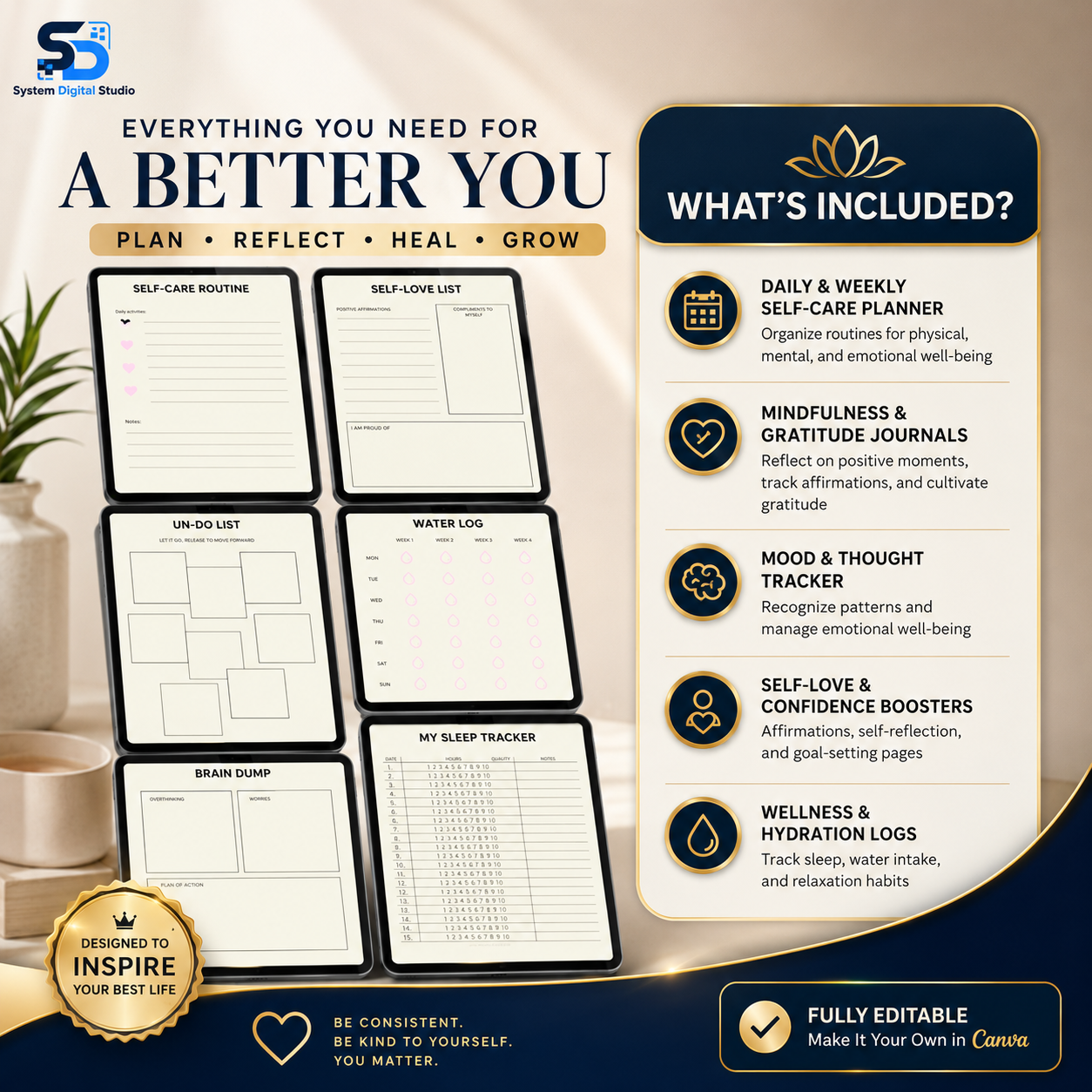 Self-Care Worksheet | Fillable PDF | Printable Planner