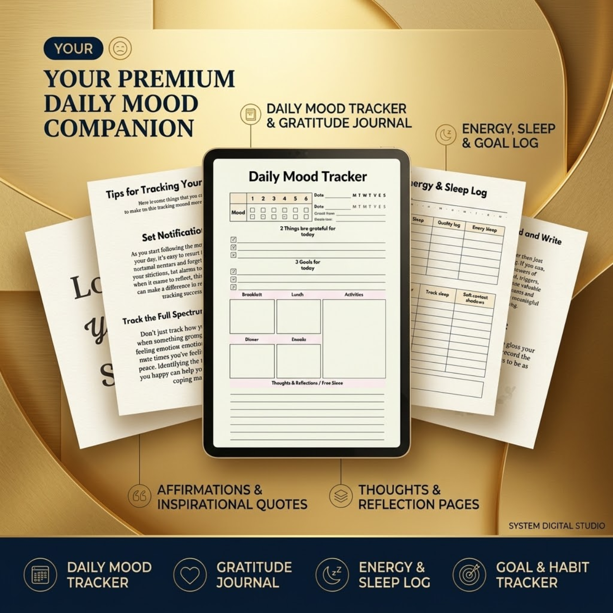 Mood Tracker & Emotion Journal | Printable Wellness Worksheet