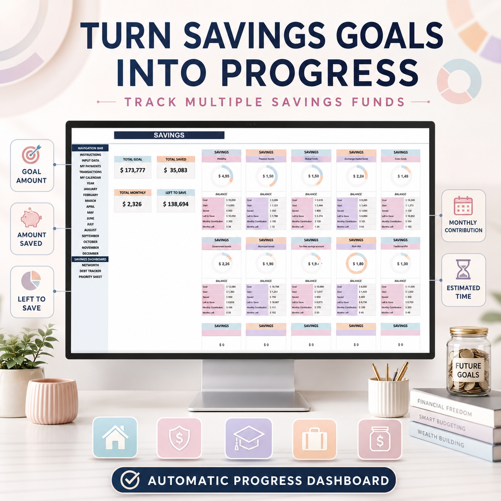 Personal Finance Tracker | 22-Tab Budget Spreadsheet for Google Sheets & Excel