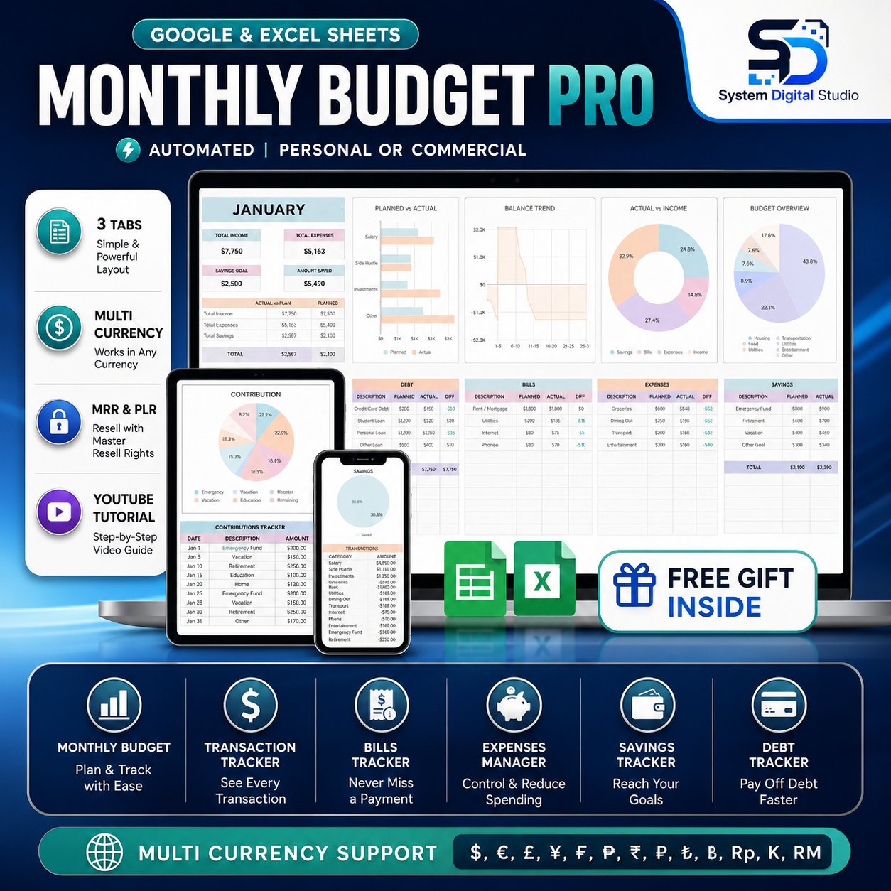Smart Budget Spreadsheet Bundle with Master Resell Rights