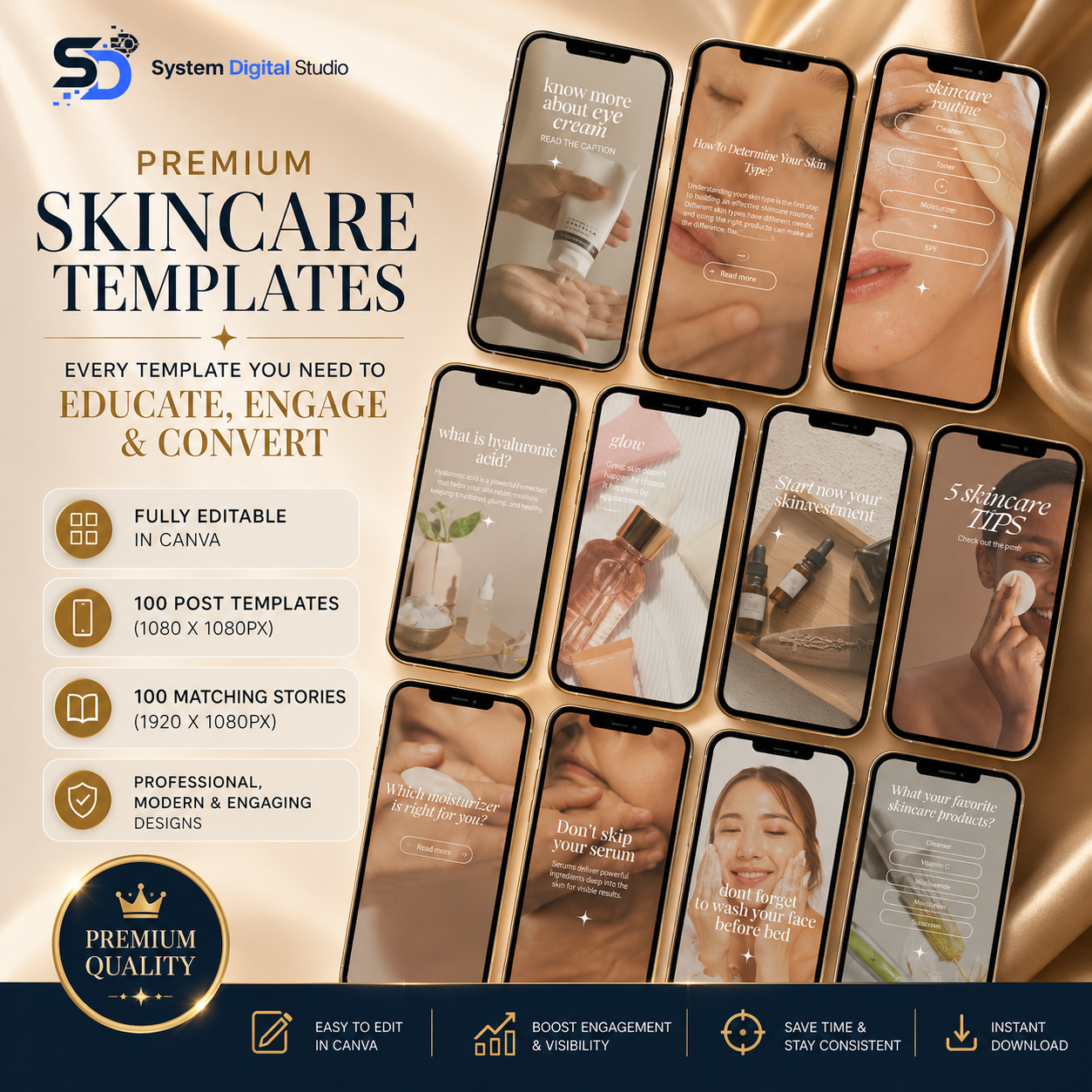 200 Skincare Social Media Templates | Esthetician Instagram Templates