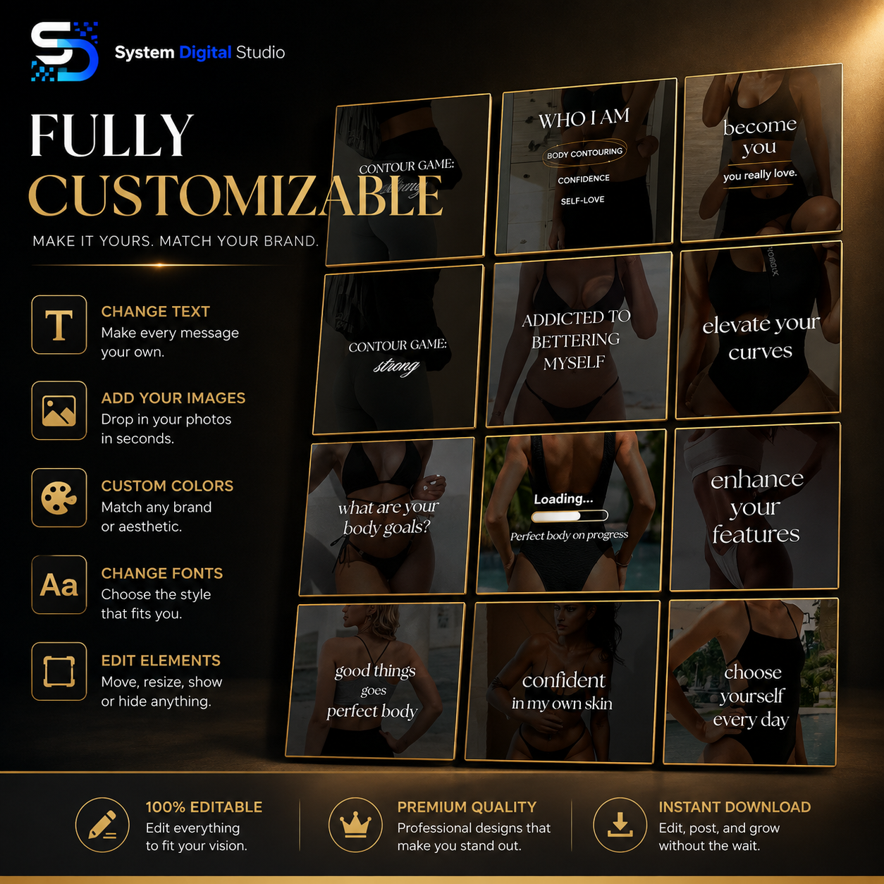 60 Body Sculpting Instagram Templates | RF Cavitation & Medspa Templates