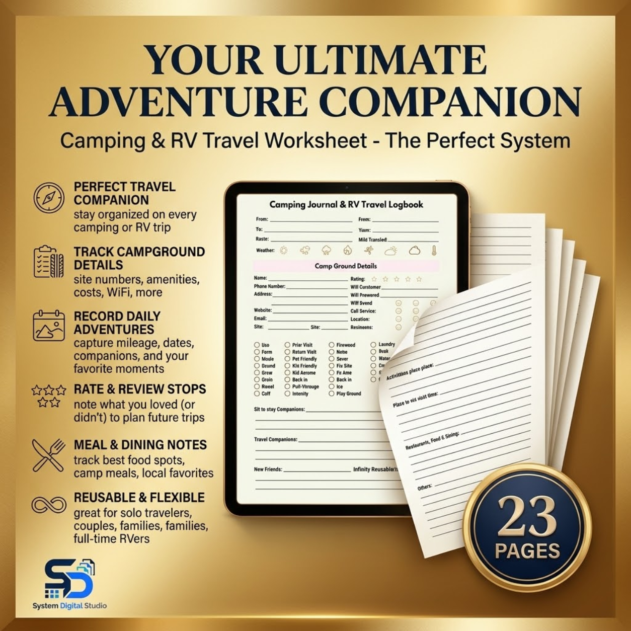 Camping & RV Travel Planner | Printable Trip Organizer