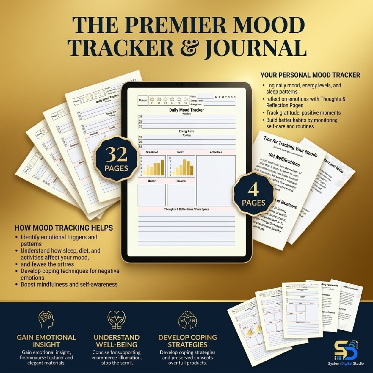 Mood Tracker & Emotion Journal | Printable Wellness Worksheet