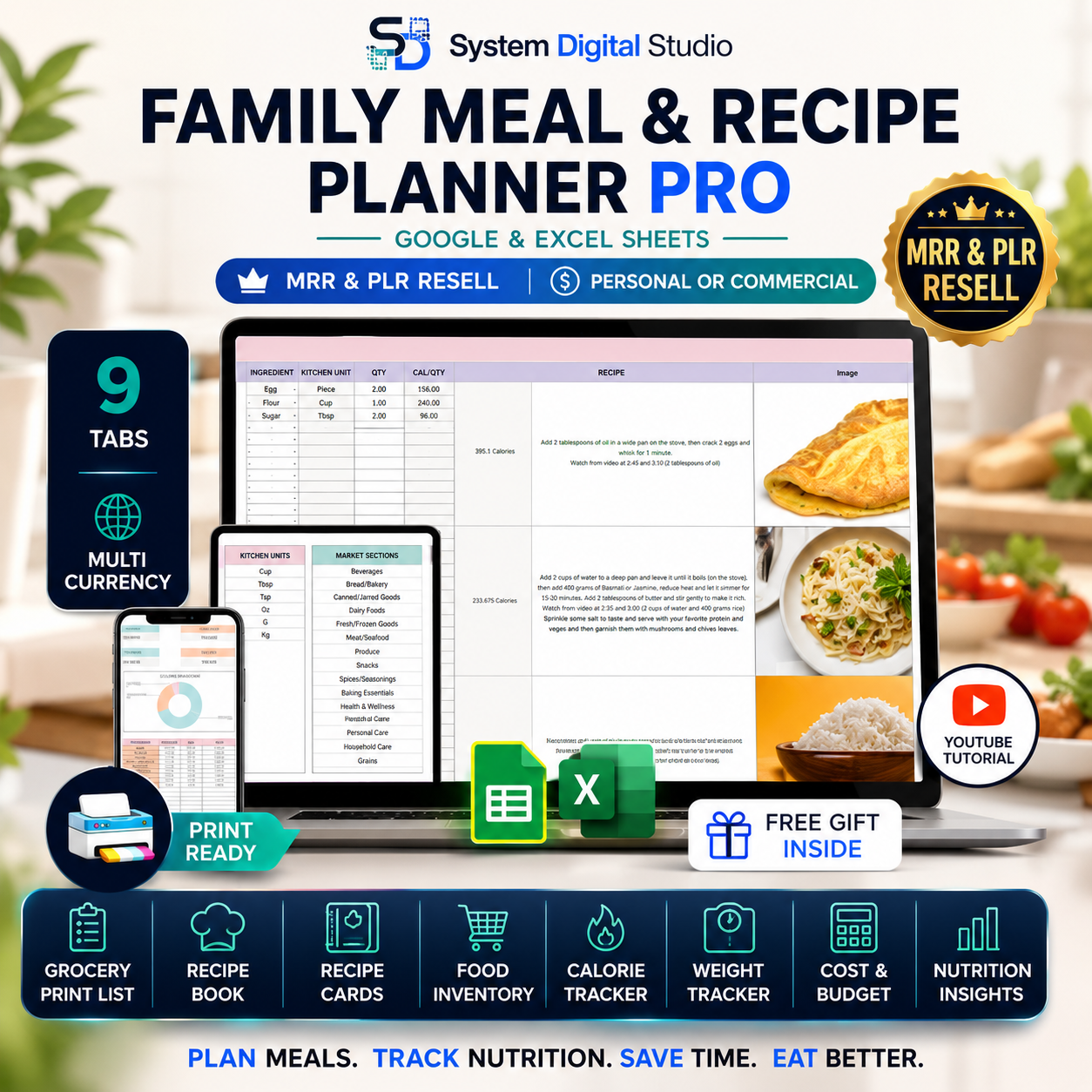 Productivity Spreadsheet Bundle with PLR & MRR