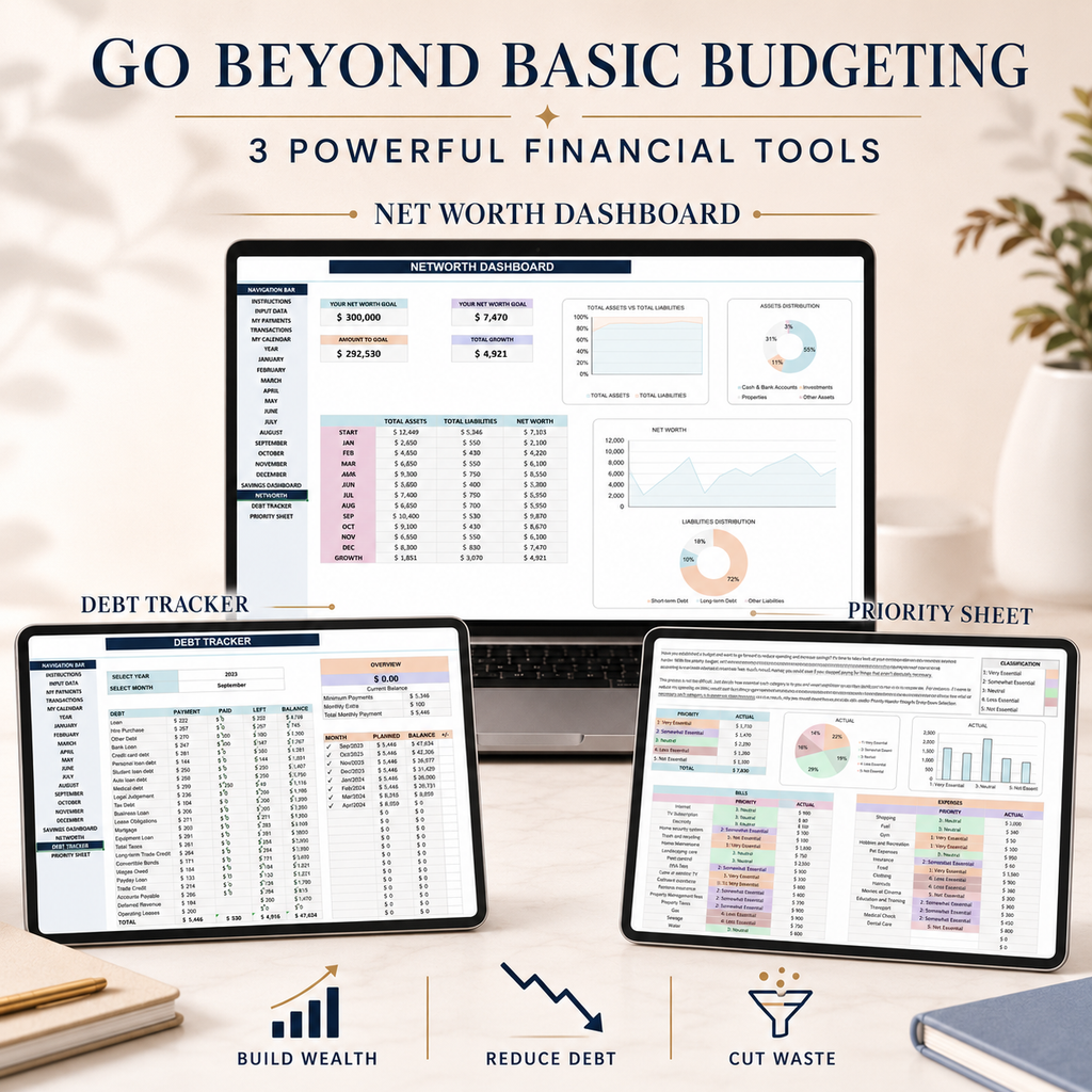 Personal Finance Tracker | 22-Tab Budget Spreadsheet for Google Sheets & Excel
