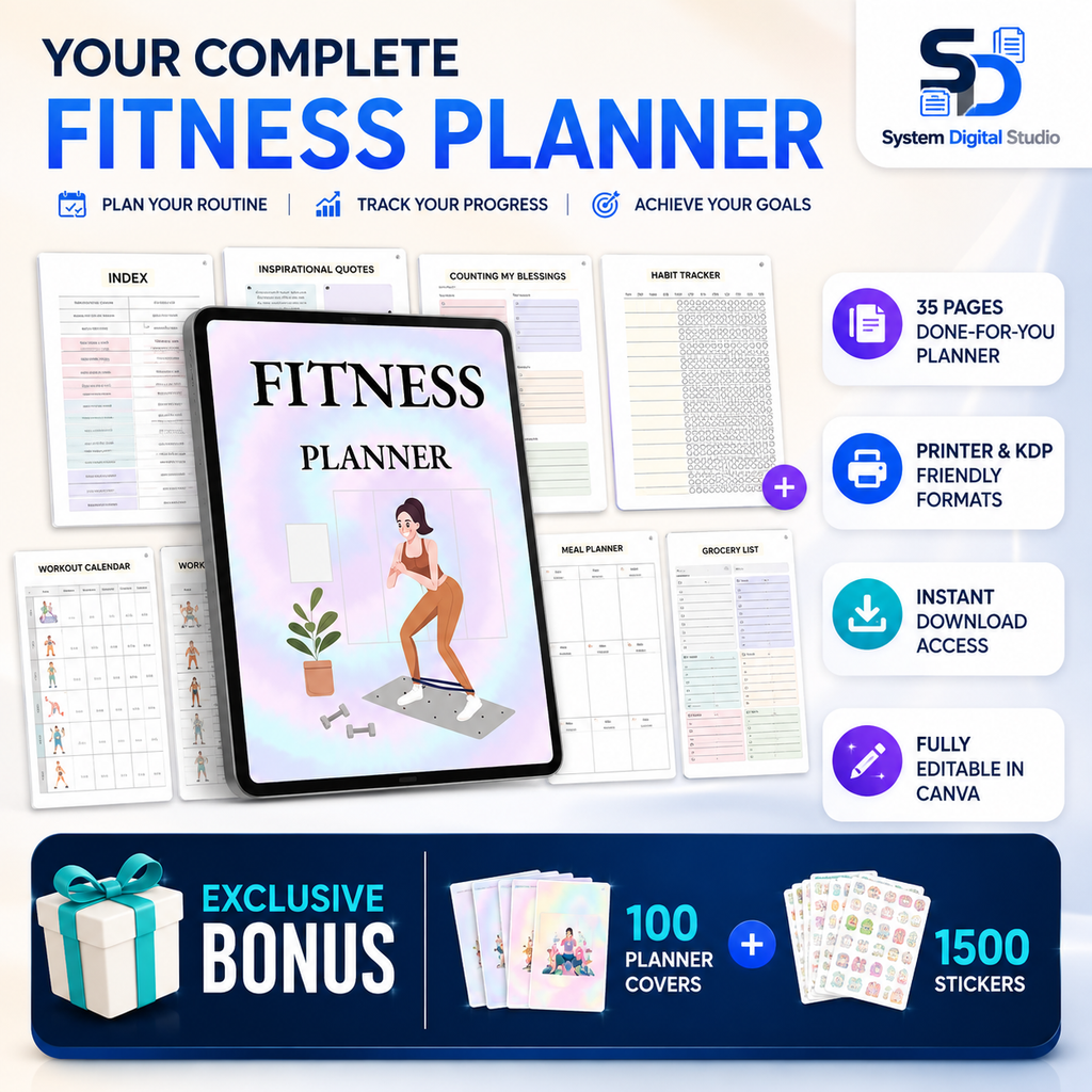 PLR Fitness Printable Planner | Editable Canva Planner