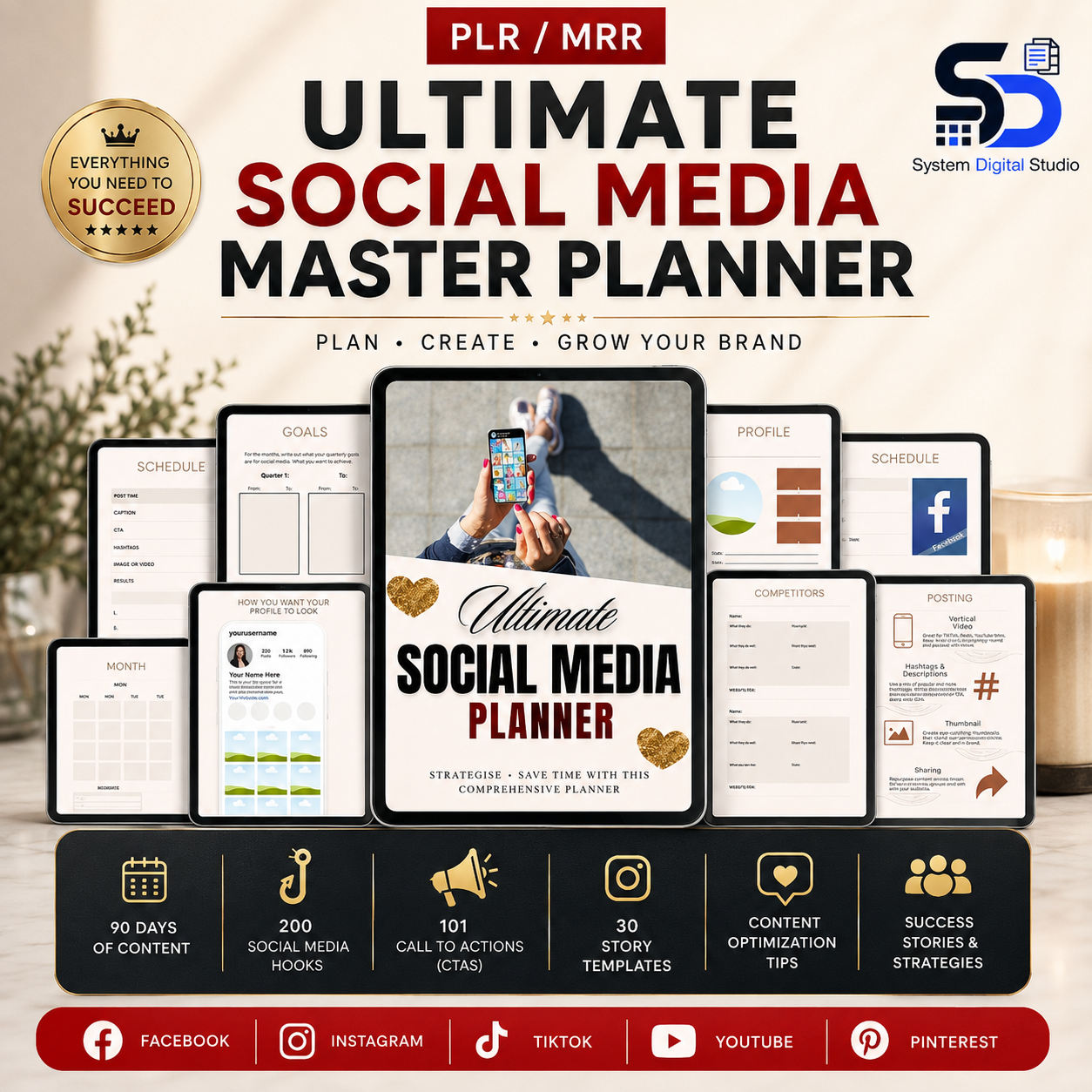 Social Media Planner Bundle & Content Calendar