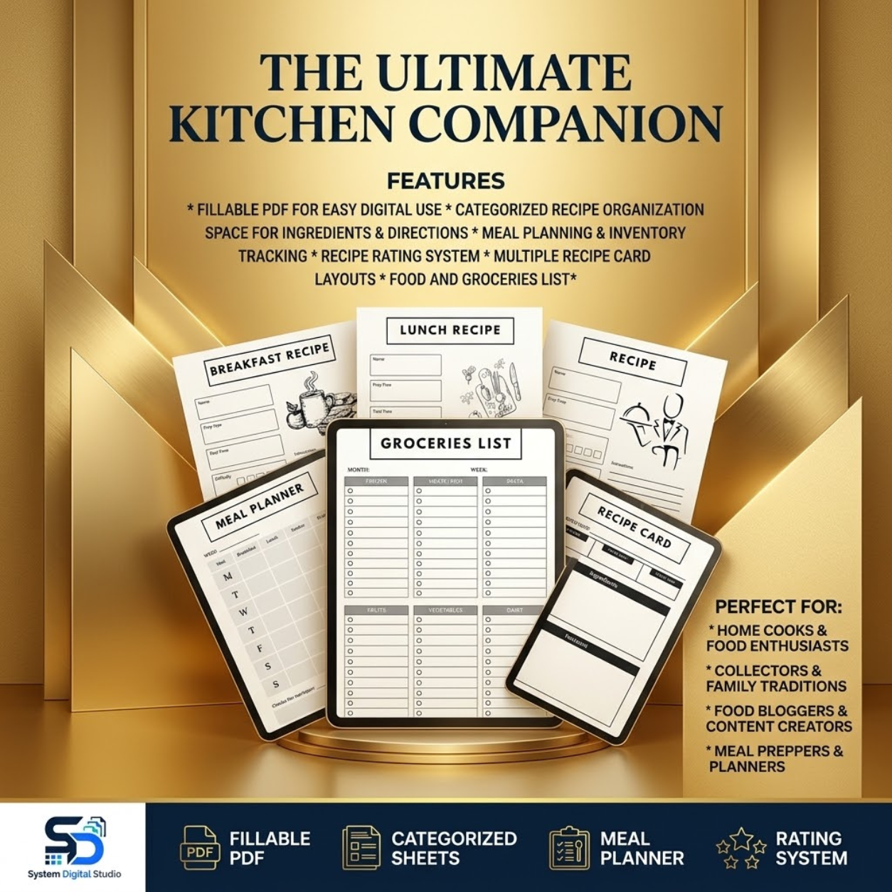 Recipe Card Template | Printable Recipe Planner & Meal Organizer