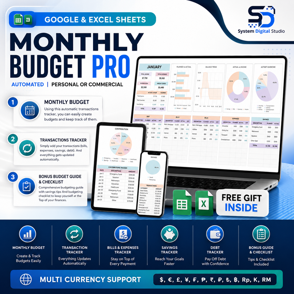 Smart Budget Spreadsheet Bundle with Master Resell Rights