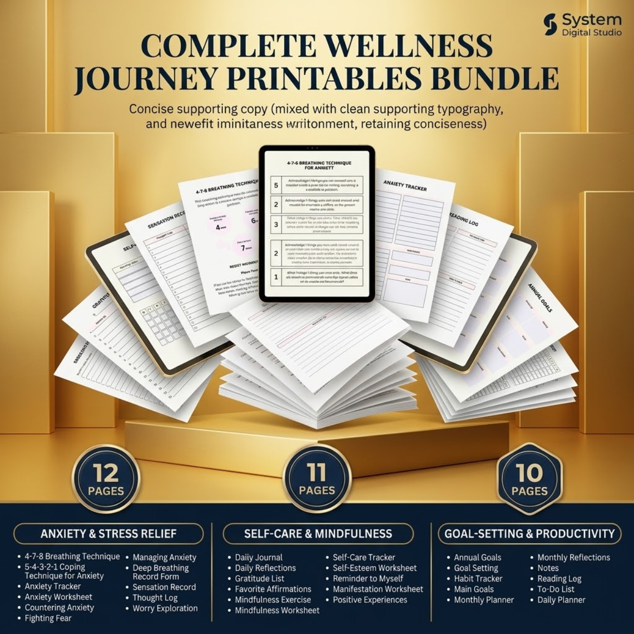 Mental Health Worksheets | Printable Self-Care & Wellness Bundle
