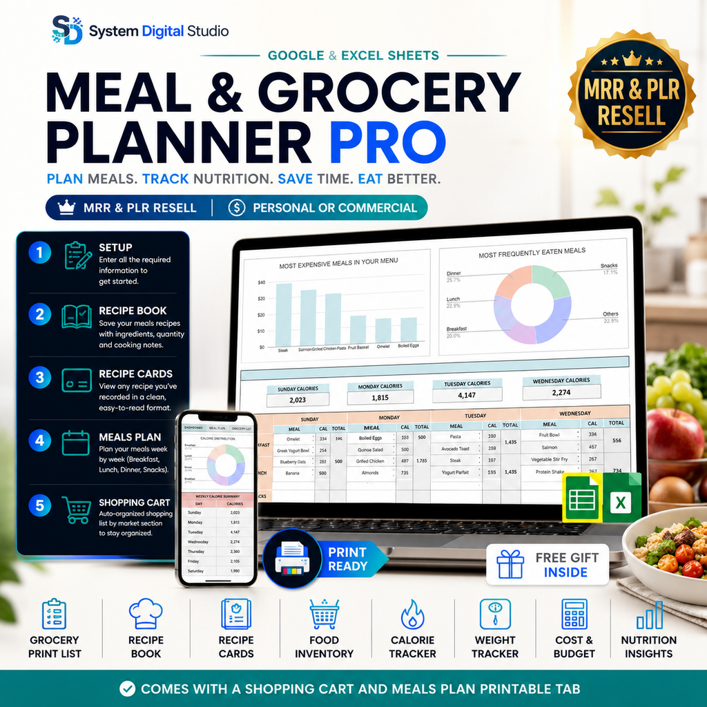 Productivity Spreadsheet Bundle with PLR & MRR