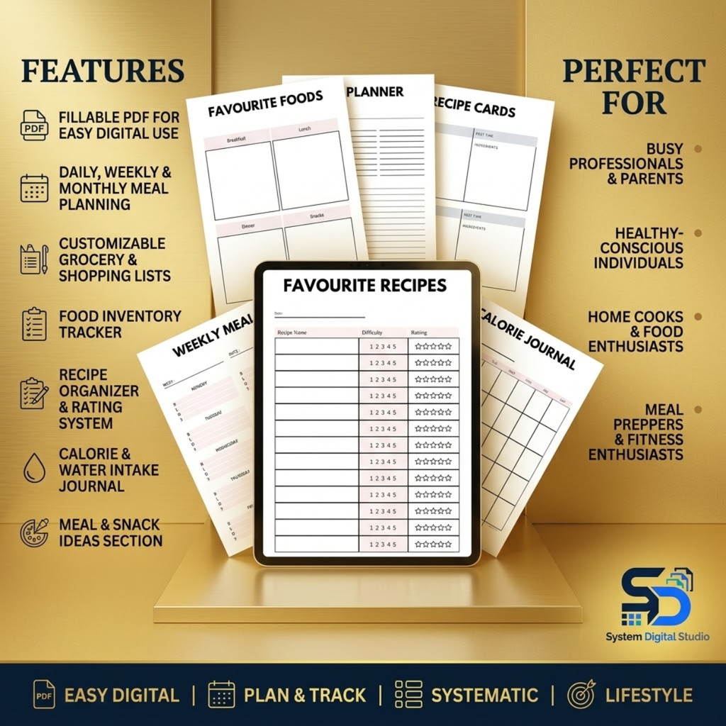 Meal Planner & Grocery List | Printable Meal Prep Organizer