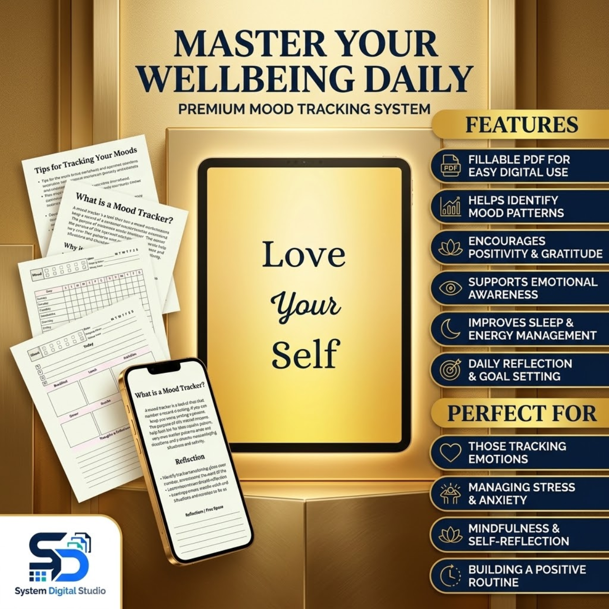 Mood Tracker & Emotion Journal | Printable Wellness Worksheet