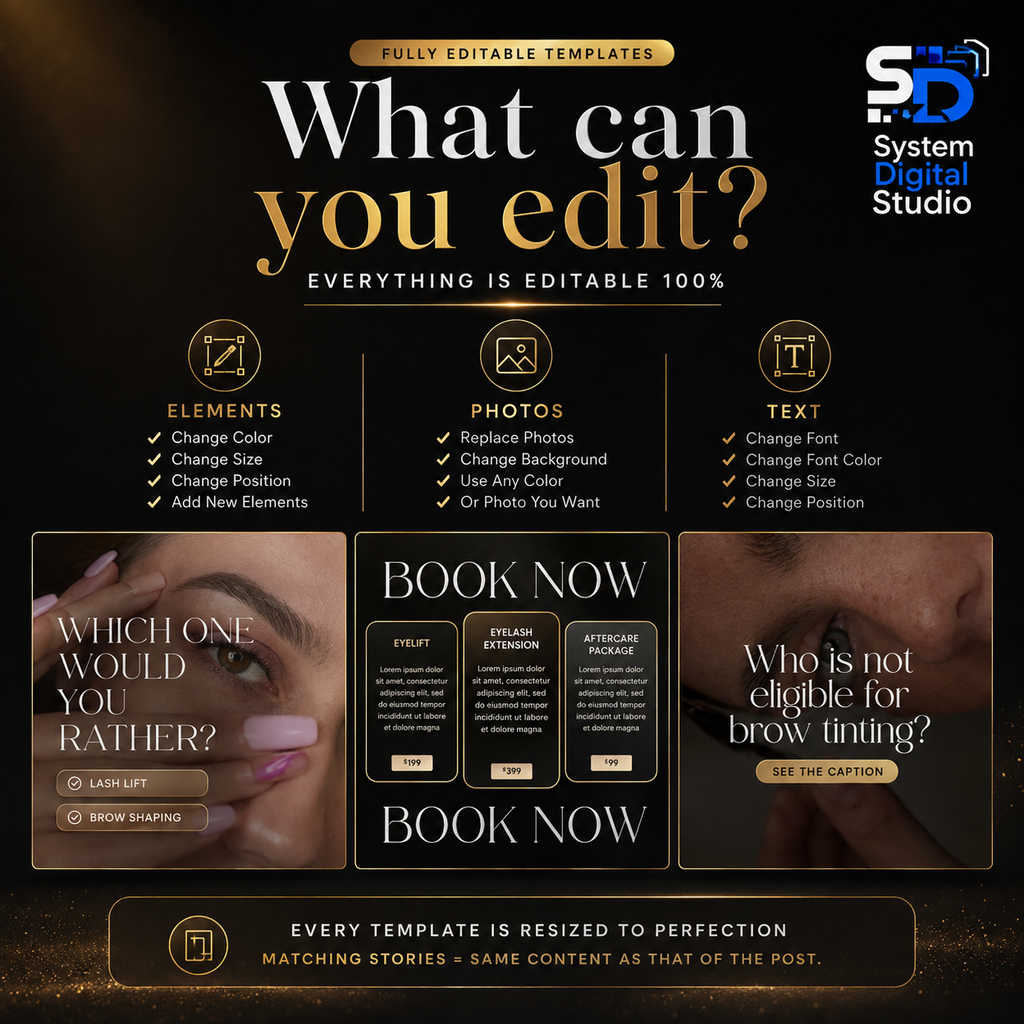 120 Lash Lift Instagram Templates | Lash Tech Social Media Posts