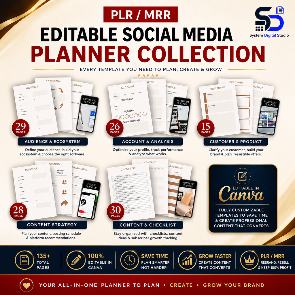 Social Media Planner Bundle & Content Calendar