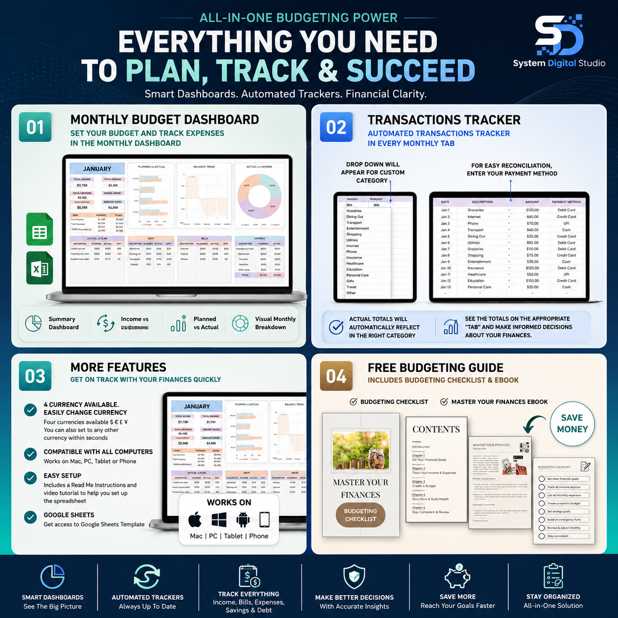 Smart Budget Spreadsheet Bundle with Master Resell Rights