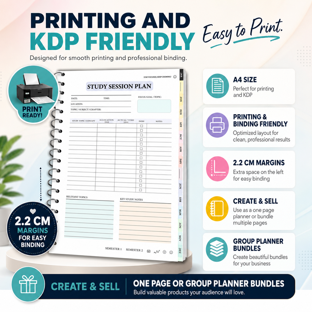 PLR Student Printable Planner | Editable Canva Template