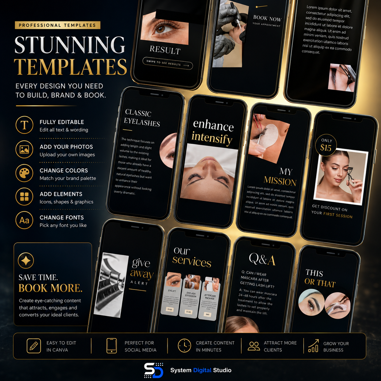 270 Lash Tech Templates | Lash Extension Instagram Templates
