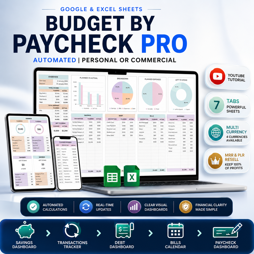 Smart Budget Spreadsheet Bundle with Master Resell Rights