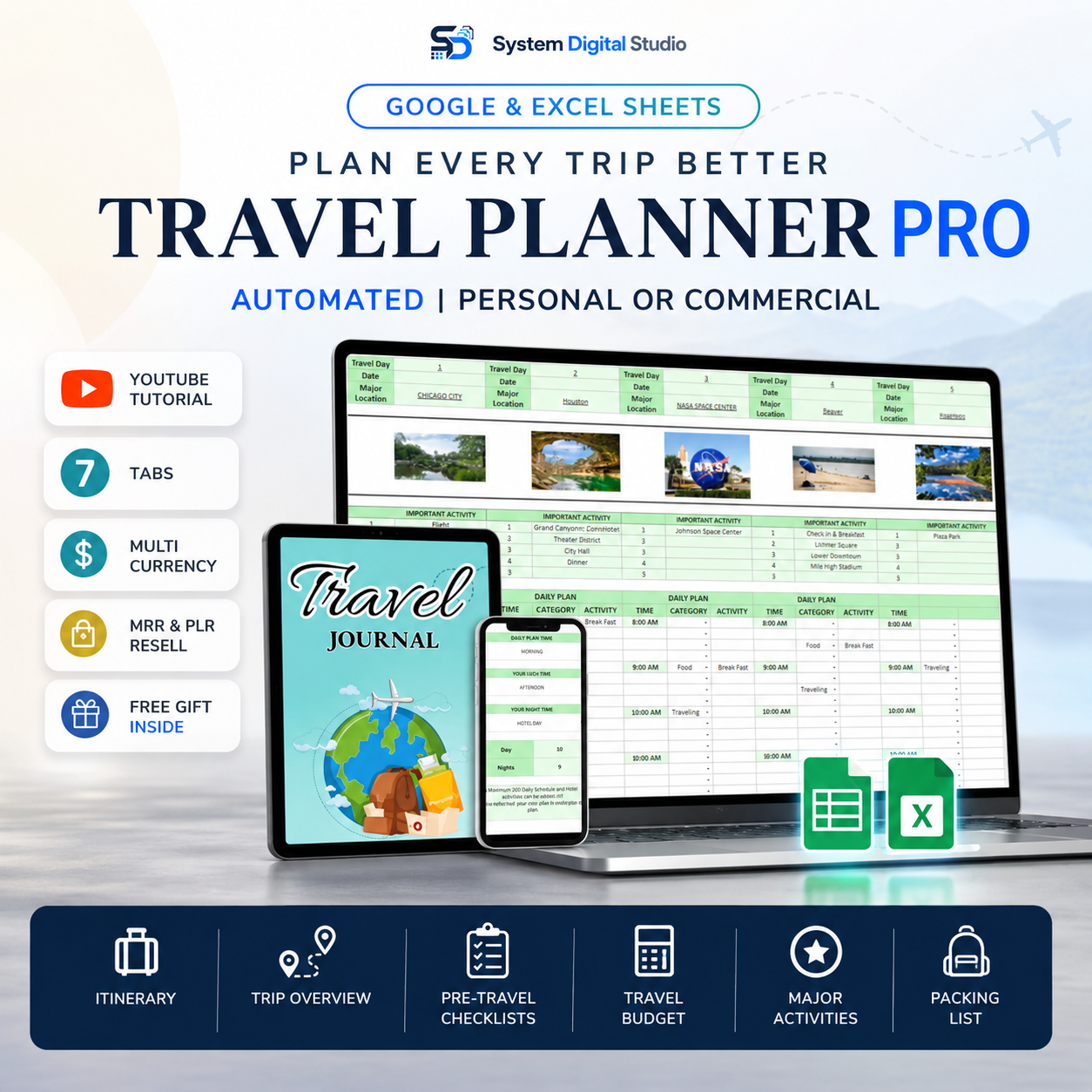 Family Organizer Spreadsheet Bundle with MRR & PLR