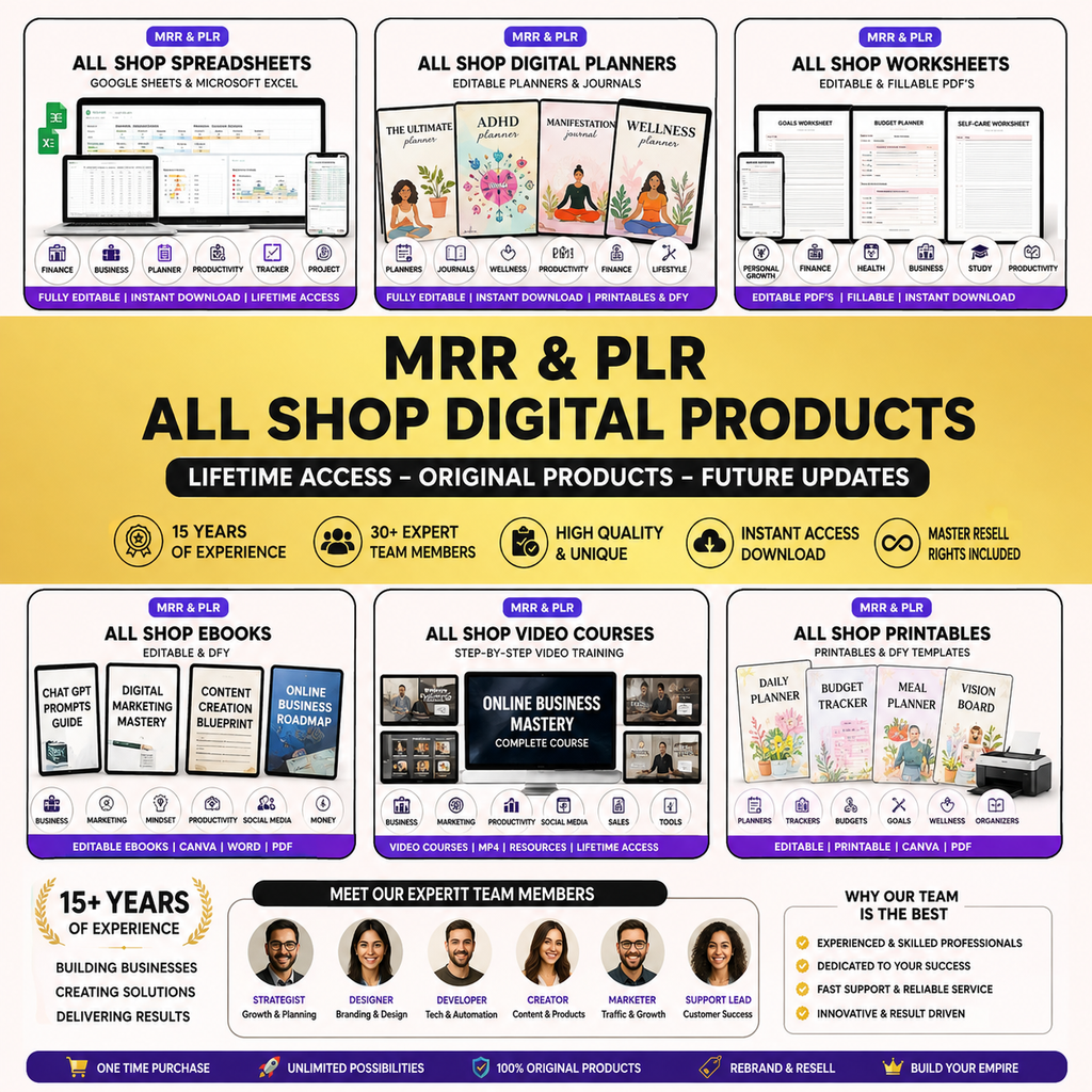🌟 ALL-IN-ONE MRR & PLR DIGITAL PRODUCT SHOP ACCESS — LIFETIME DEAL