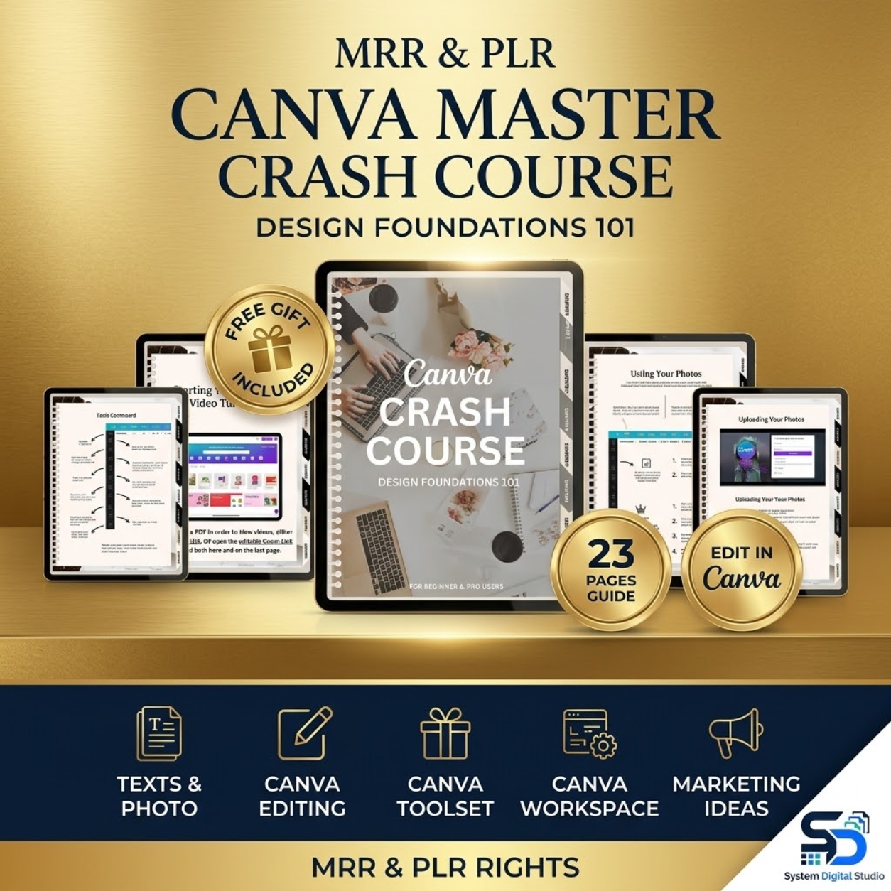 Canva Design Course | Editable PLR MRR Guide