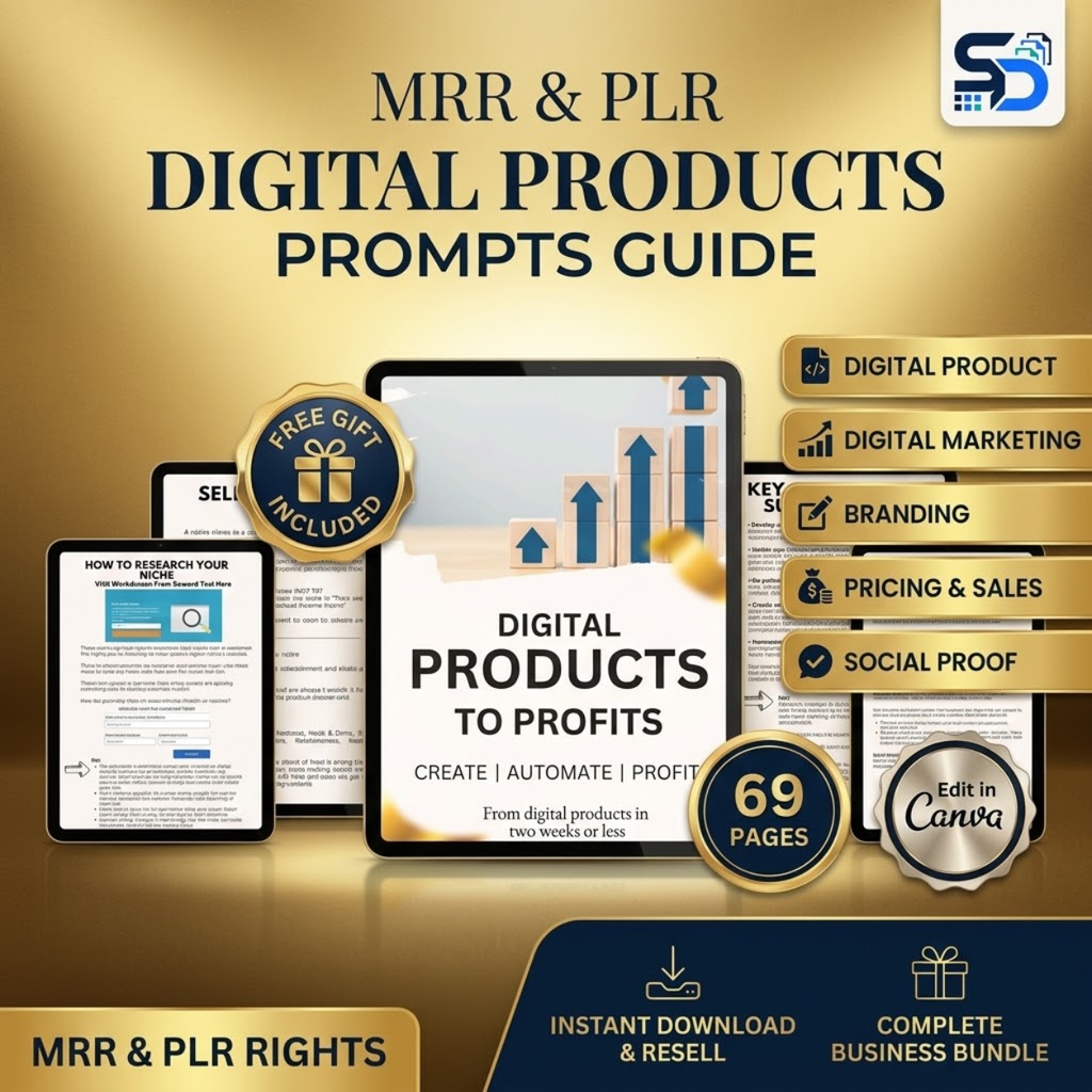 Digital Products to Profits Ebook | Editable PLR MRR Digital Product Guide