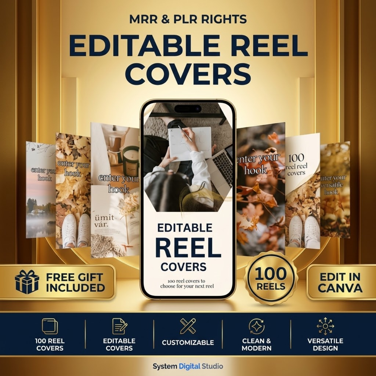Editable Instagram Reel Covers | Canva Templates with PLR MRR Rights