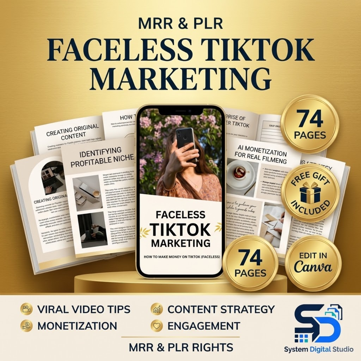 Faceless TikTok Marketing Guide | Editable PLR MRR Ebook